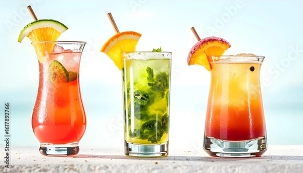 Obraz Stylish glasses filled with a variety of drinks