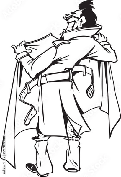 Obraz sketch vector illustration silhouette image design caricature icon logo symbol modern detective investigating case