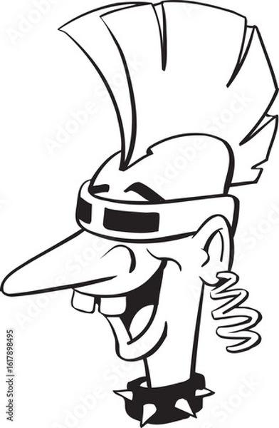 Obraz Vector sketch illustration silhouette image design caricature icon logo symbol punk kid with pop rock style