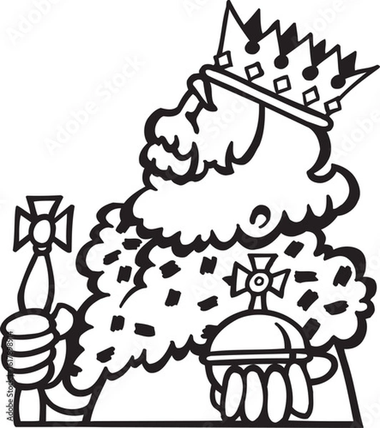 Obraz vector sketch illustration silhouette image design caricature icon logo symbol king kingdom with royal clothes