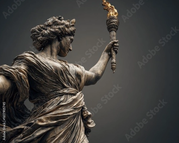 Obraz Belgium Independence Day Bronze Statue with Torch Flame, Premium Modern Autumn Celebration Inspired by Oktoberfest for Confident Millennial Marketing Campaigns