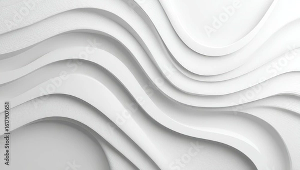 Fototapeta Abstract white wavy shapes