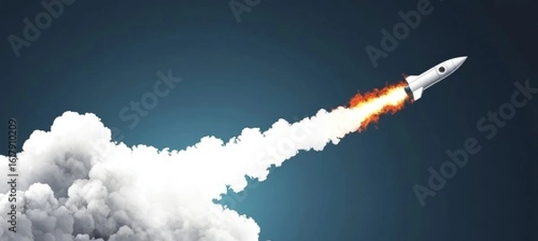 Fototapeta Soaring to New Heights A Retro Rocket Launch Embarking on a Cosmic Journey Through the Stars