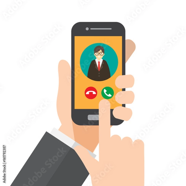Obraz smartphone call , ringing phone. hand holds smartphone. vector illustration.
