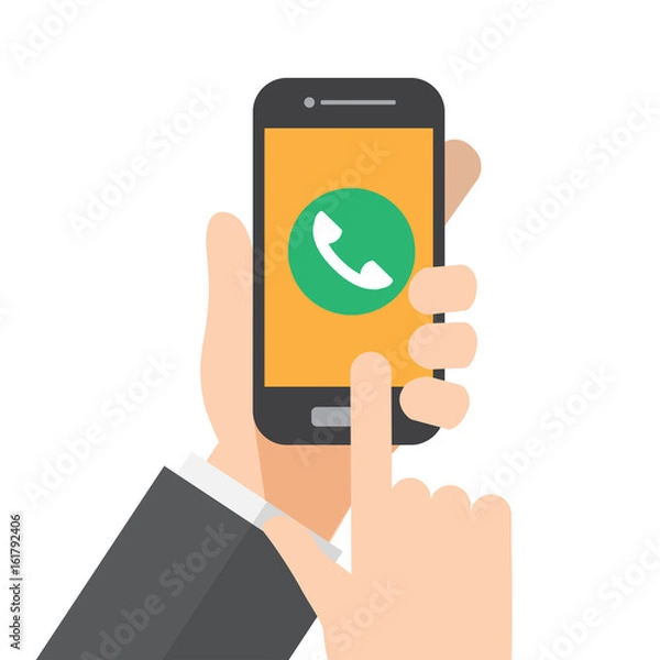 Obraz smartphone call , ringing phone. hand holds smartphone. vector illustration.