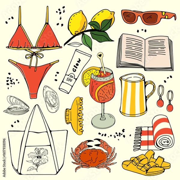 Fototapeta Colorful summer collection in vector