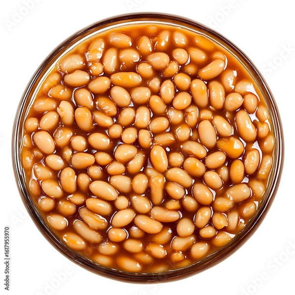 Fototapeta Top View of Baked Beans in a Bowl