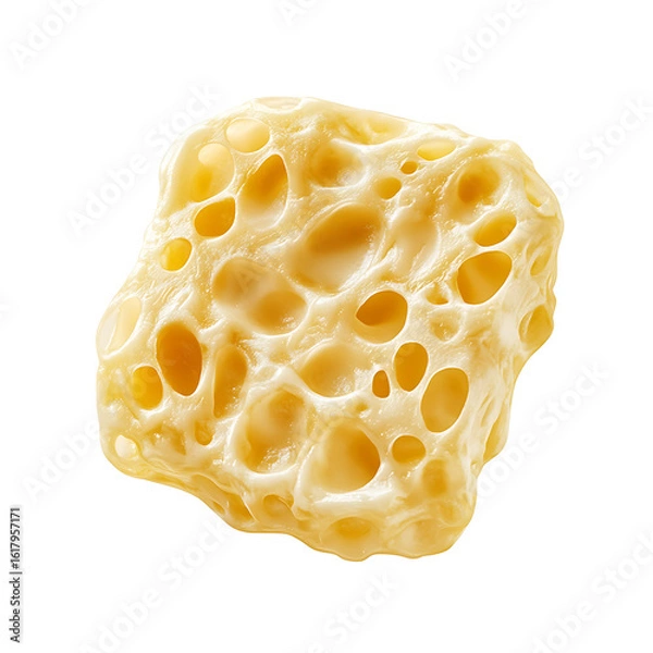 Fototapeta Close-up of a porous, yellowish sponge-like object with numerous holes