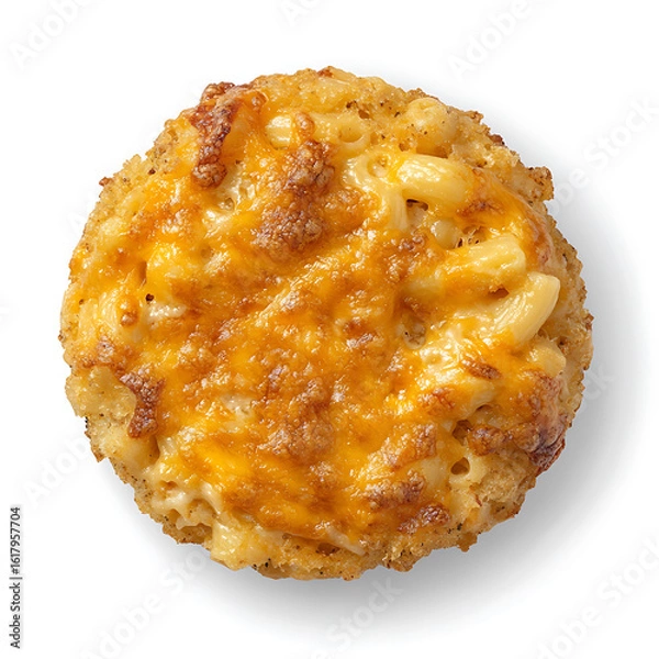 Fototapeta Golden-brown baked macaroni and cheese with a crispy top layer