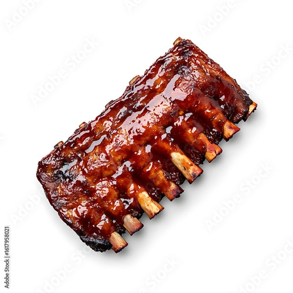 Fototapeta Grilled Ribs with Shiny Barbecue Sauce