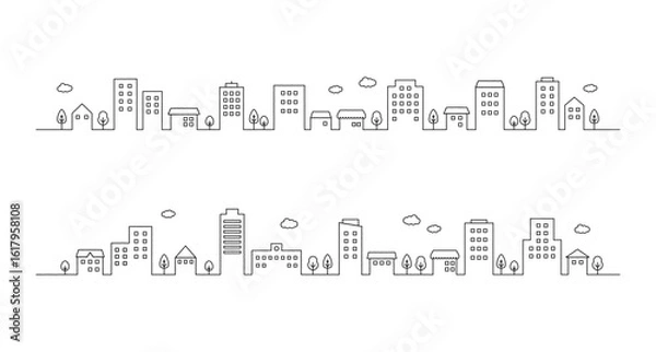 Fototapeta シンプルな街並みのイラスト