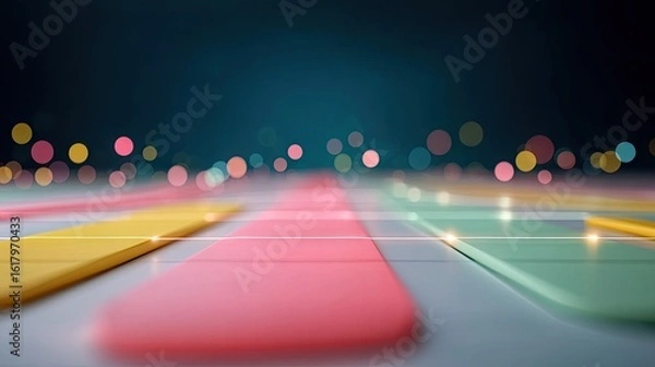 Fototapeta Cyber Inspired Glowing Grid Background with Colorful Lines