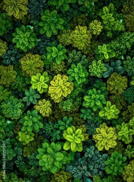 Fototapeta Dense, vibrant foliage pattern