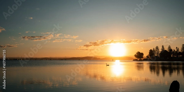 Fototapeta A tranquil evening at Lake Macquarie at sunset