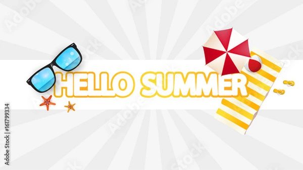 Fototapeta Hello Summer Abstract Vector Design and Other Summer Design Elements