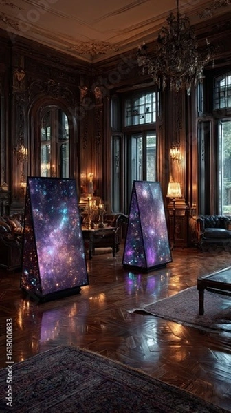 Fototapeta Cosmic Artwork Displayed in an Elegant Interior