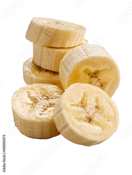 Obraz Sliced raw bananas isolated on white background
