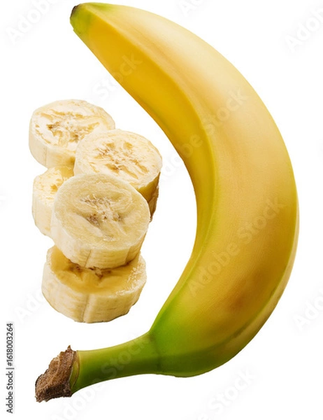 Fototapeta Sliced raw bananas isolated on white background