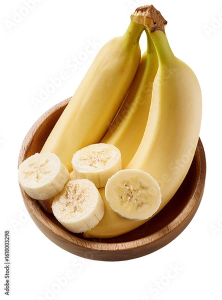 Fototapeta Sliced raw bananas isolated on white background