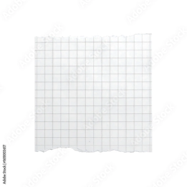 Fototapeta Torn piece of squared graph paper texture design on transparent background