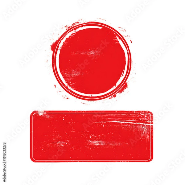 Obraz Red Grunge Stamp and Rectangle on Black Background