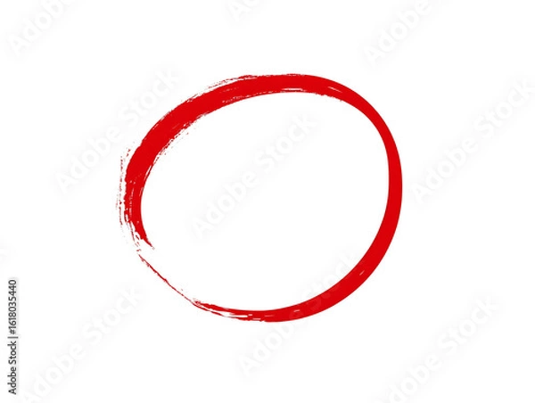 Fototapeta Red brush stroke circle on a transparent background