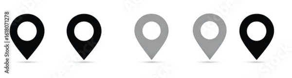 Fototapeta Location Pin Vector Icons in Black and Gray Colors for Mapping and Navigation Systems Design
