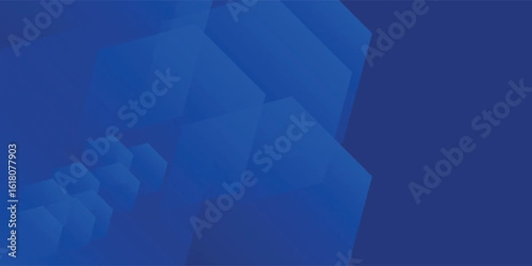 Fototapeta Modern abstract blue background with glowing geometric lines. Blue gradient hexagon shape design. Futuristic technology concept. Vector background.