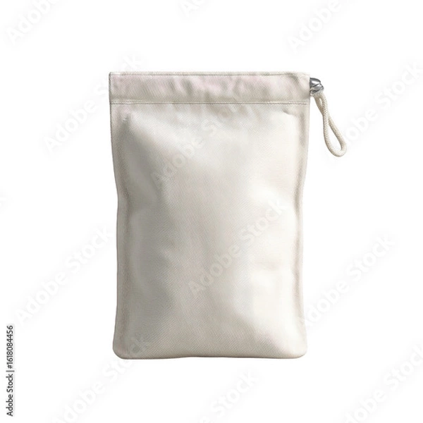 Fototapeta Natural Canvas Pouch with Drawstring isolated on a transparent background fabric