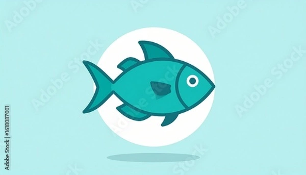 Obraz Minimalist fish vector graphic. Clean and modern aquatic wildlife emblem or logo concept with a circular backdrop.
