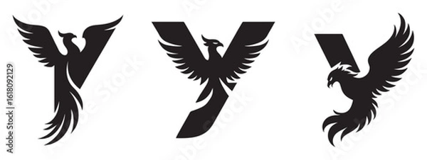Fototapeta Sophisticated Phoenix Letter Y Logo Designs, Symbol of Power and Renewal Embodied in the Letter Y, Stylish Eagle Monogram Initial