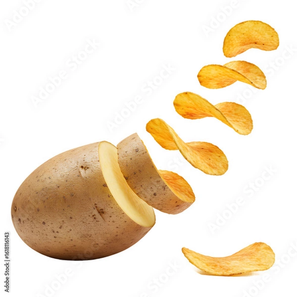 Obraz potato chips isolated on white background