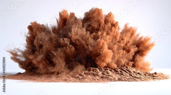 Obraz 砂塵の爆発、暖色パレットの超リアルな粒子
