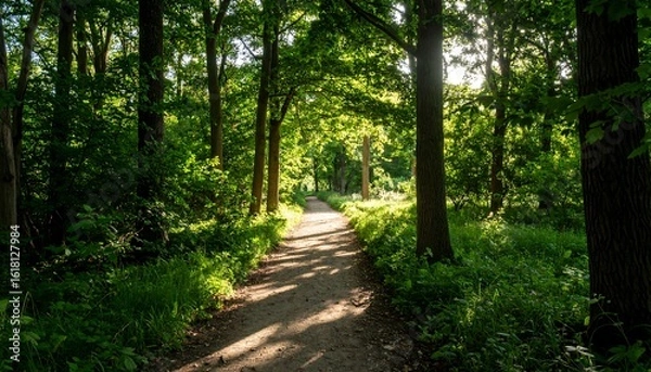 Fototapeta Sunlit forest path (1)