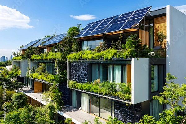 Obraz solar panels on a roof