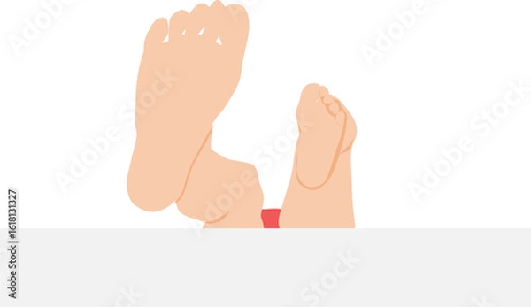 Fototapeta プールサイドで足を投げ出すイラスト