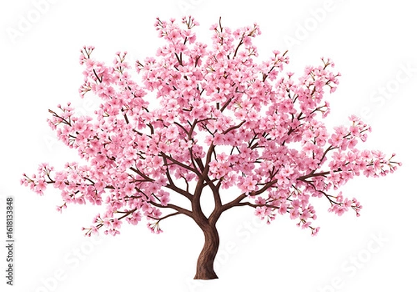 Obraz Pink cherry blossom tree against a black background.