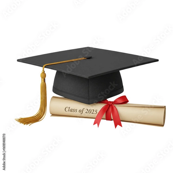 Fototapeta Class of 2025 graduation cap and diploma