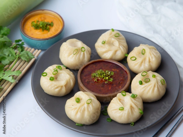 Fototapeta Steamed menu plated for restaurant menu.