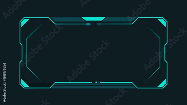 Obraz dark angular frame cyan scan pulses hud