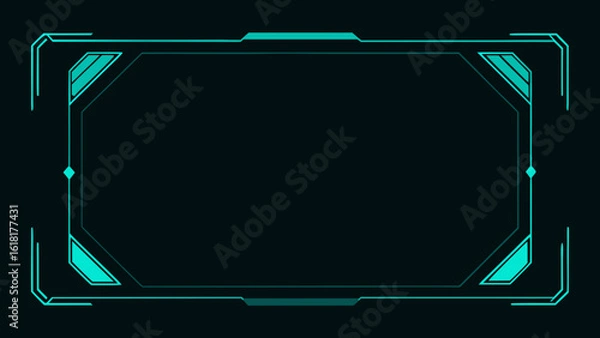 Obraz dark angular frame cyan scan pulses hud