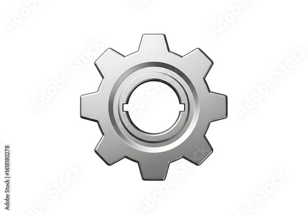 Fototapeta Metallic gear icon on black background.