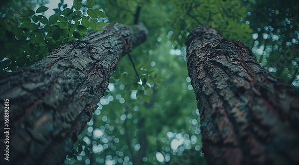 Fototapeta old tree trunk with snow