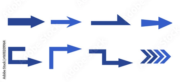 Obraz シンプルなブルーの矢印セット