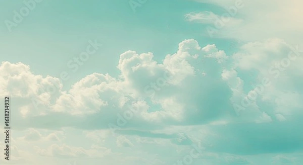 Obraz Serene Pastel Sky: A Dreamy Landscape of Soft Clouds and Tranquil Mint Hues