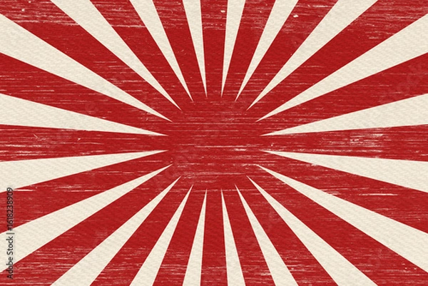 Fototapeta Retro grunge red ray sun burst with stars abstract background