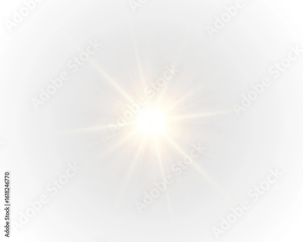 Fototapeta Gold, shiny, yellow, horizontal, sun PNG flare with transparent background. PNG Overlay bright beam for luxury, magic, sparkle, glow, and elegant festive illumination.