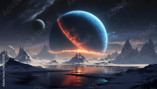 Fototapeta Ethereal Alien Landscape with Dramatic Planetary Features
