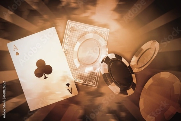 Fototapeta Composite image of illustration of 3d gambling chips
