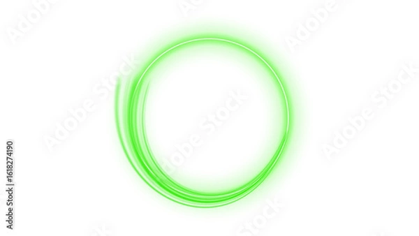 Obraz Green Light Twirl. Half Curve Green ring light effect. Abstract luxury Green light vector flare semicircle and spark light effect. Glowing Green circle  isolated cutout